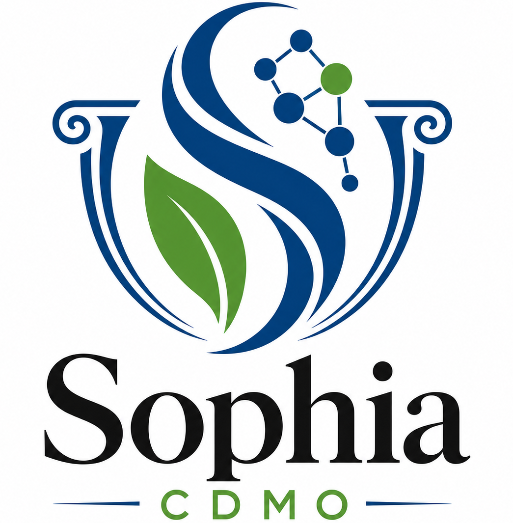 Sophia CDMO logo, green blue black