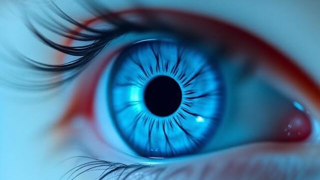 Big Blue black grey white colors One beautiful eye, geometry, simple. 